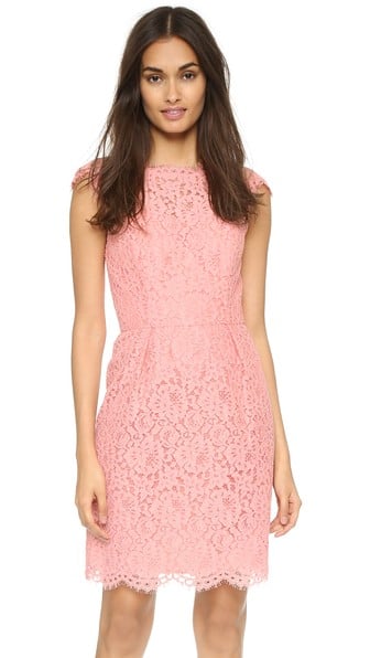 Shoshanna Floral Lace Olivia Dress in Peach