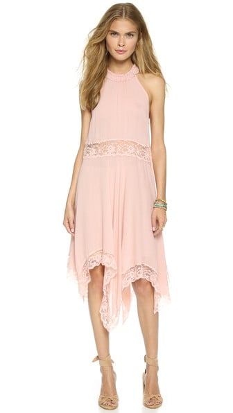 Free People Go Lightly Gauze & Lace Dress in Ballet Pink