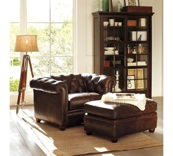 Pottery Barn CHESTERFIELD LEATHER ARMCHAIR