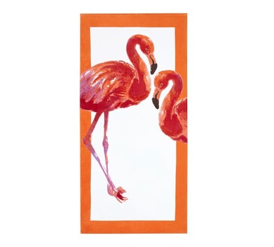 Pottery Barn FLAMINGO PRINTED BEACH TOWEL