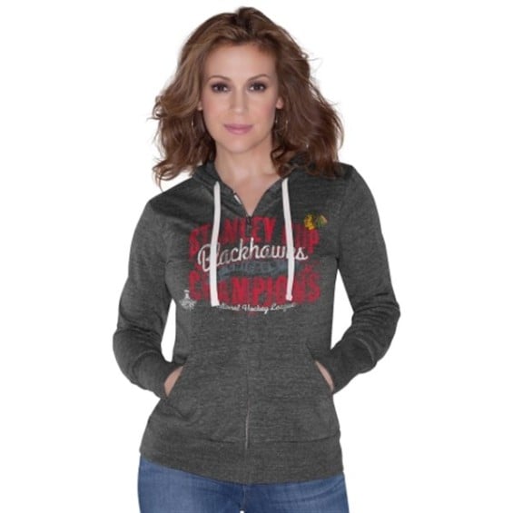 Touch by Alyssa Milano Chicago Blackhawks Women's Black 2015 Stanley Cup Champions Nubby Tri-Blend Full-Zip Hoodie