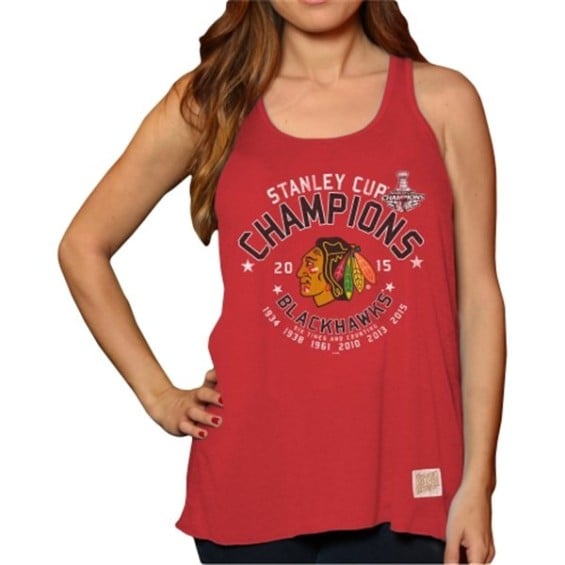 Original Retro Brand Chicago Blackhawks Women's Red 2015 Stanley Cup Champions Relaxed Tank