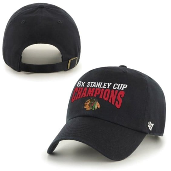 '47 Brand Chicago Blackhawks Black 2015 Stanley Cup Champions Six-Time Champs Clean-Up Adjustable Hat