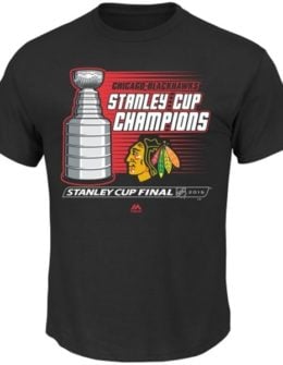 Majestic Chicago Blackhawks Black 2015 Stanley Cup Champions Natural Hatty Triple Peak T-Shirt