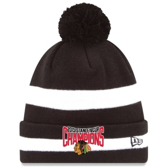 New Era Chicago Blackhawks Black 2015 Stanley Cup Champions Two-Tone Knit Hat