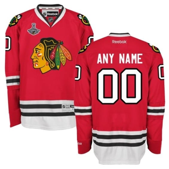 Reebok Chicago Blackhawks Youth Red 2015 Stanley Cup Champions Premier Home Custom Jersey