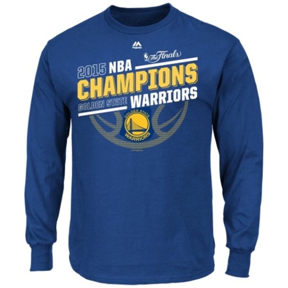 Majestic Golden State Warriors Royal 2015 NBA Finals Champions Dynamite Debut Long Sleeve T-Shirt