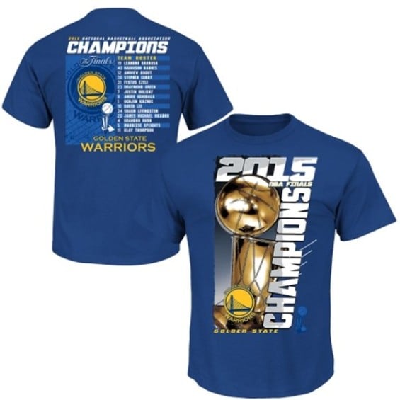 Majestic Golden State Warriors Youth Royal 2015 NBA Finals Champions Trophy Roster T-Shirt