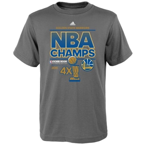 adidas Golden State Warriors Youth Charcoal 2015 NBA Finals Champions Too Locker Room T-Shirt