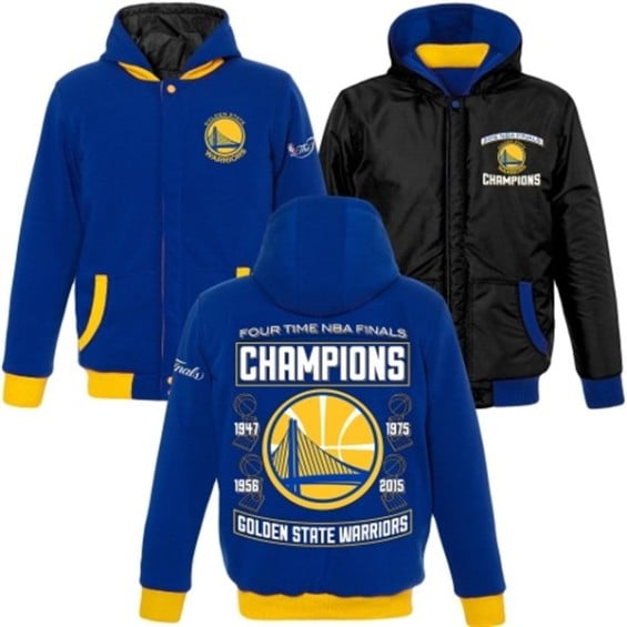 Golden State Warriors Youth Royal 2015 NBA Finals Champions Reversible Fleece Hooded Jacket