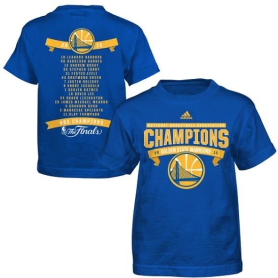 adidas Golden State Warriors Preschool Royal 2015 NBA Finals Champions Banner Roster T-Shirt