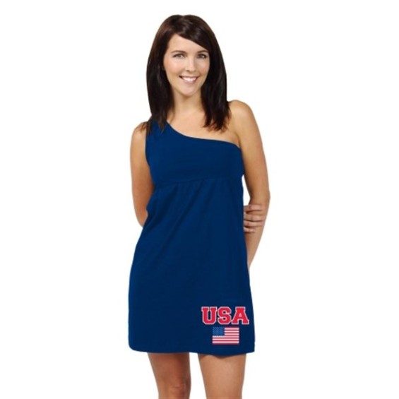 United States Women's Blue One Shoulder Dress