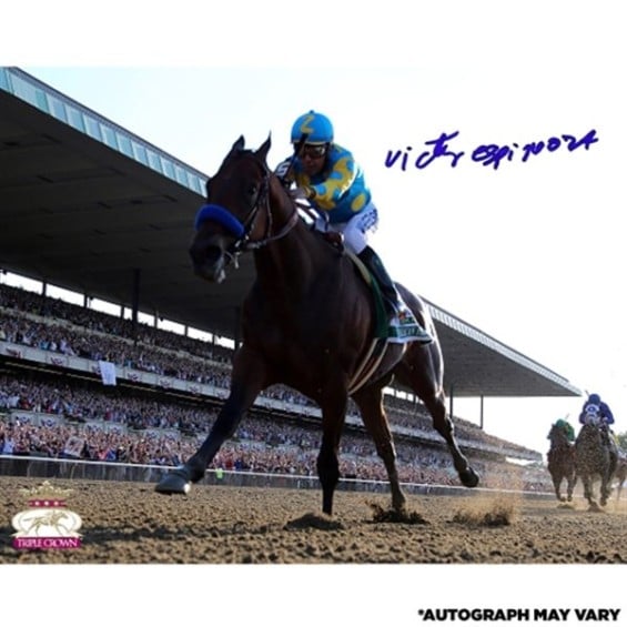 Steiner Sports Victor Espinoza American Pharoah Autographed 8'' x 10'' Belmont Stakes Horizontal Photograph