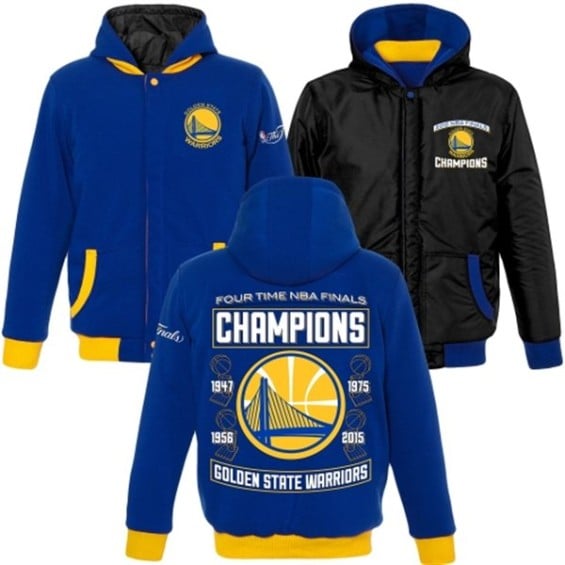 Golden State Warriors Royal 2015 NBA Finals Champions Reversible Fleece Hooded Jacket
