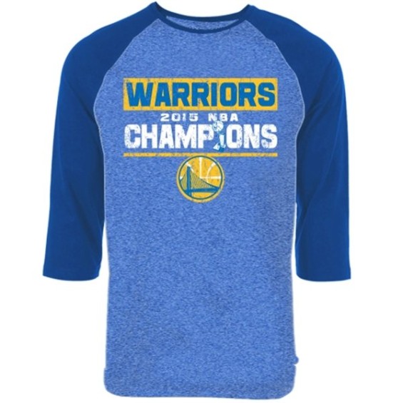 Majestic Threads Golden State Warriors Royal 2015 NBA Finals Champions Tri-Blend 3/4 Raglan Sleeve T-Shirt