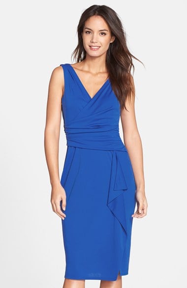 Adrianna Papell Ruched Jersey Sheath Dress in Cobalt Blue
