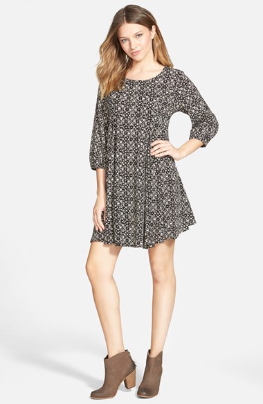 EVERLY Three Quarter Sleeve Shift Dress (Online Only) boho dresses