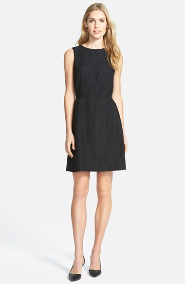 Halogen® Lace Fit & Flare Dress (Regular & Petite) in Black