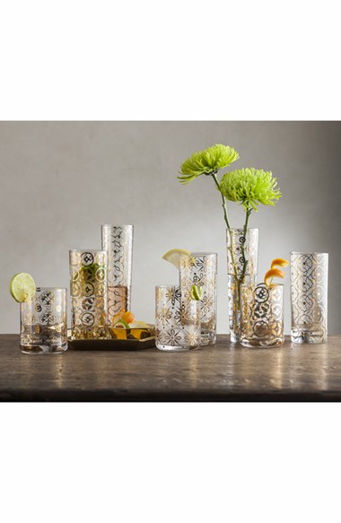 Rosanna 'Kashmir' Champagne Flutes (Set of 4). Glass/Gold