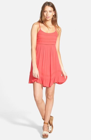 Socialite Crochet Babydoll Dress in Coral