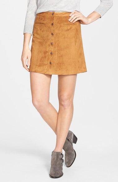 Two by Vince Camuto Faux Suede A-Line Miniskirt in Cedar