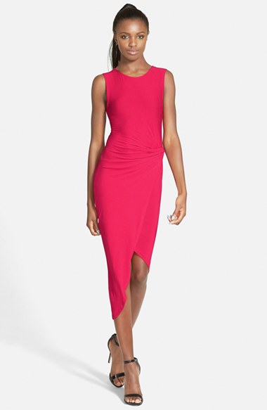 ASTR Knotted Body-Con Dress in Fuchsia