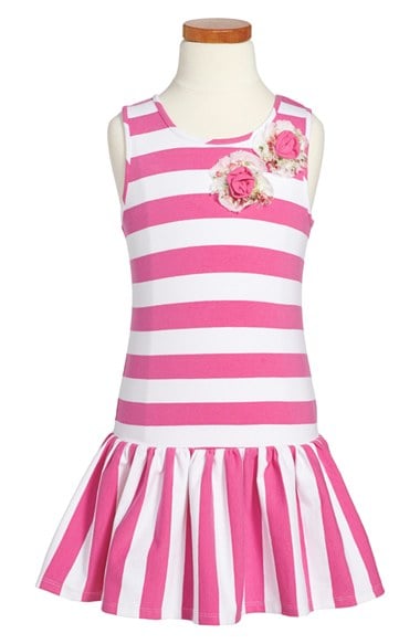 Pippa & Julie Stripe Drop Waist Dress (Toddler Girls & Little Girls) in Fuchsia 