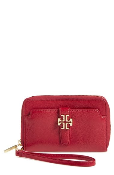 Tory Burch 'Plaque' Smartphone Wallet in Kir Royale