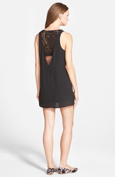 jella c. Lace Back Shift Dress in Black