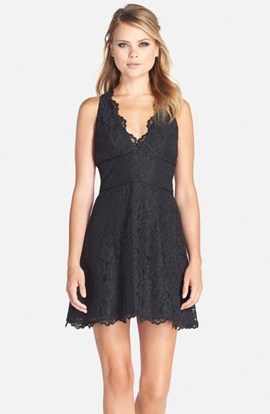 Nicole Miller Floral Lace Dress in Black