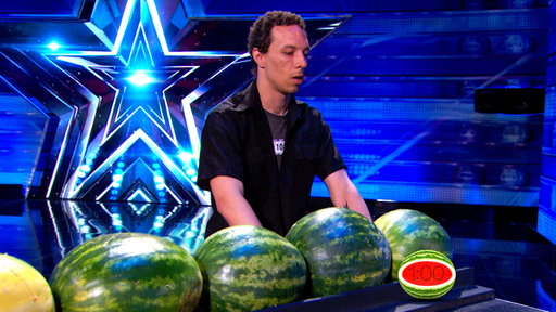  Watch America's Got Talent Season 10 Episode 6! Trizzie D smashes 45 watermelons with his head and breaks the world record.