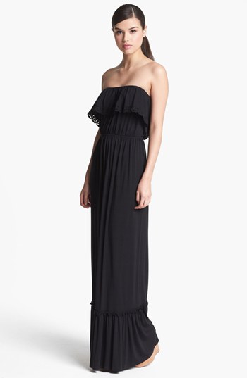 FELICITY & COCO Ruffled Strapless Maxi Dress (Nordstrom Exclusive) in Black