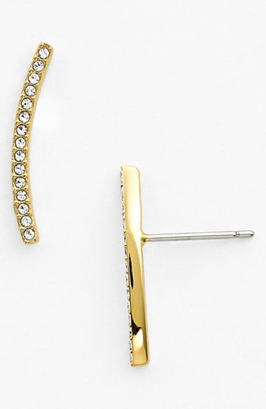 Nadri Pavé Curved Bar Stud Earrings in Gold Nordstrom Anniversary Sale
