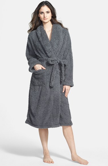 Giraffe at Home Stretch Chenille Robe in Charcoal