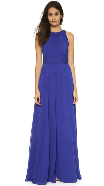 Badgley Mischka Collection Halter Gown in Cobalt Blue