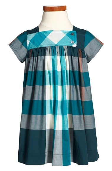 Burberry Paisley Check Print Dress in Dark Forest Green