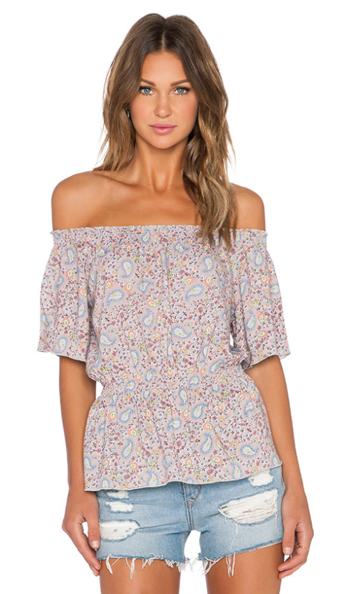 OFF THE SHOULDER PEASANT TOP By C&C CALIFORNIA in Simply Taupe