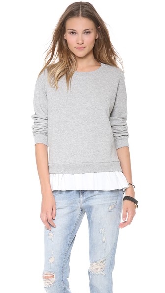Clu Clu Too Ruffled Sweatshirt in Heather Grey and White