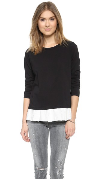 Clu Clu Too Ruffled Top in Black/White