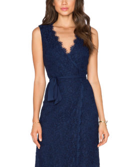 JULIANNA TWO LACE WRAP DRESS By DIANE VON FURSTENBERG in Midnight Blue
