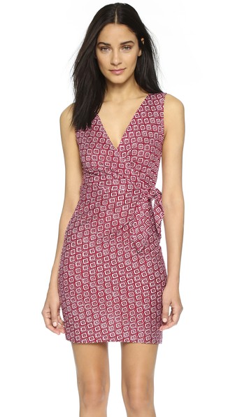 Diane von Furstenberg Bella Wrap Dress in Dot Diamond Medium Purple