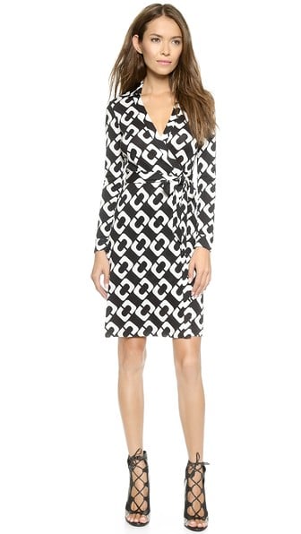 Diane von Furstenberg New Jeanne Two Wrap Dress in Chain Link Large