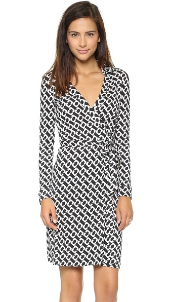Diane von Furstenberg New Jeanne Two Wrap Dress in Chain Link Medium