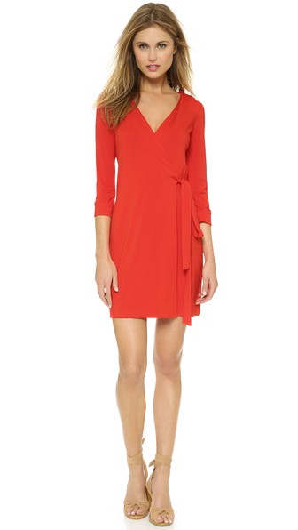 Diane von Furstenberg New Julian Two Mini Wrap Dress in Sundried Tomato