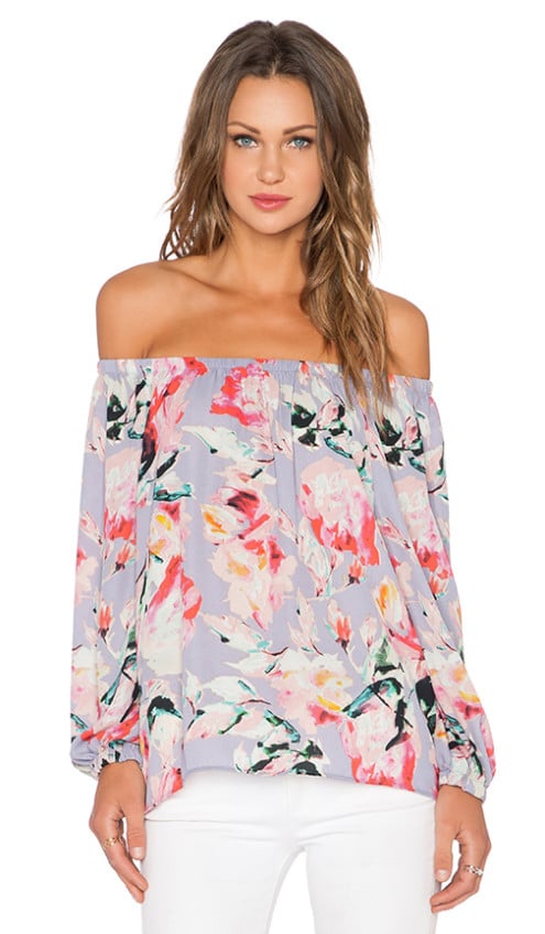 Eight Sixty X Revolve Off The Shoulder Floral Print Top in Lavender Pink and Black