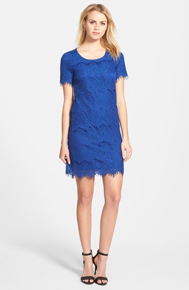 Everleigh Lace Shift Dress in Blue Mazarine