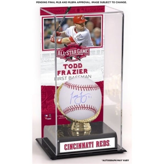 Fanatics Authentic Todd Frazier Cincinnati Reds Autographed Baseball and 2015 MLB All-Star Game Gold Glove Display Case with Image