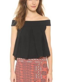 Free People Ripple Off Shoulder Priscilla Top in Black off the shoulder tops
