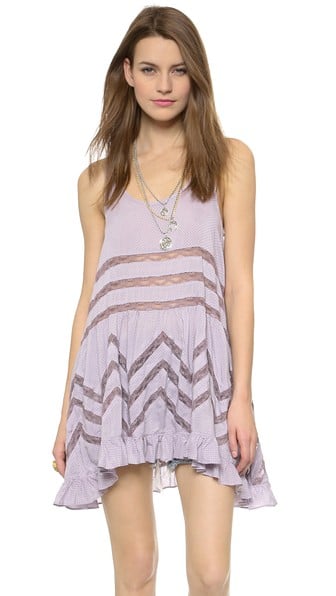 Free People Tiny Dot Trapeze Mini Dress in Lavender Combo