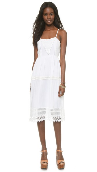Glamorous Lace Midi Dress in White